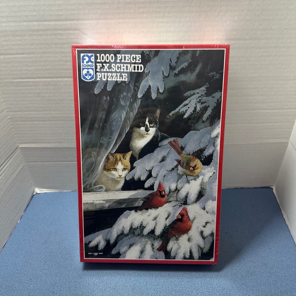 FX Schmid Birdwatchers 1000 Piece Puzzle Cats Cardinals Winter Wild Wings 90162